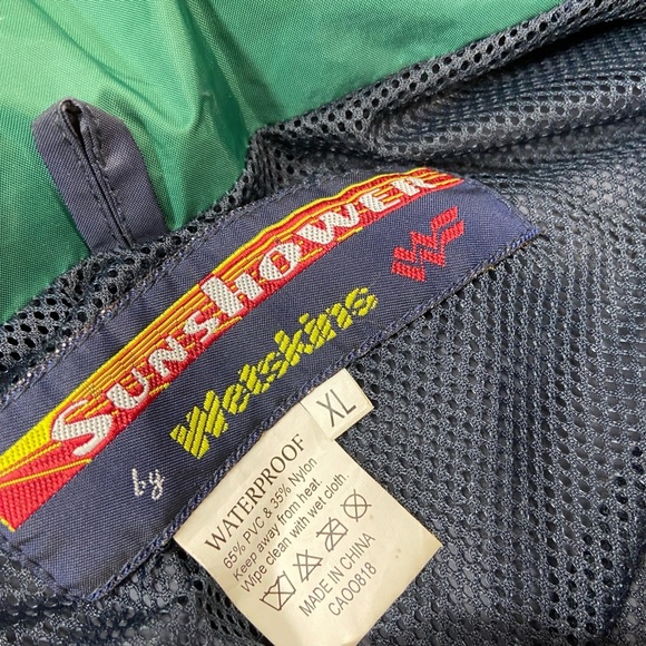 Wetskin Men’s Jacket+ PANTS Size XL Hood Rolls Into Collar Blue/Green Waterproof - Picture 4 of 10